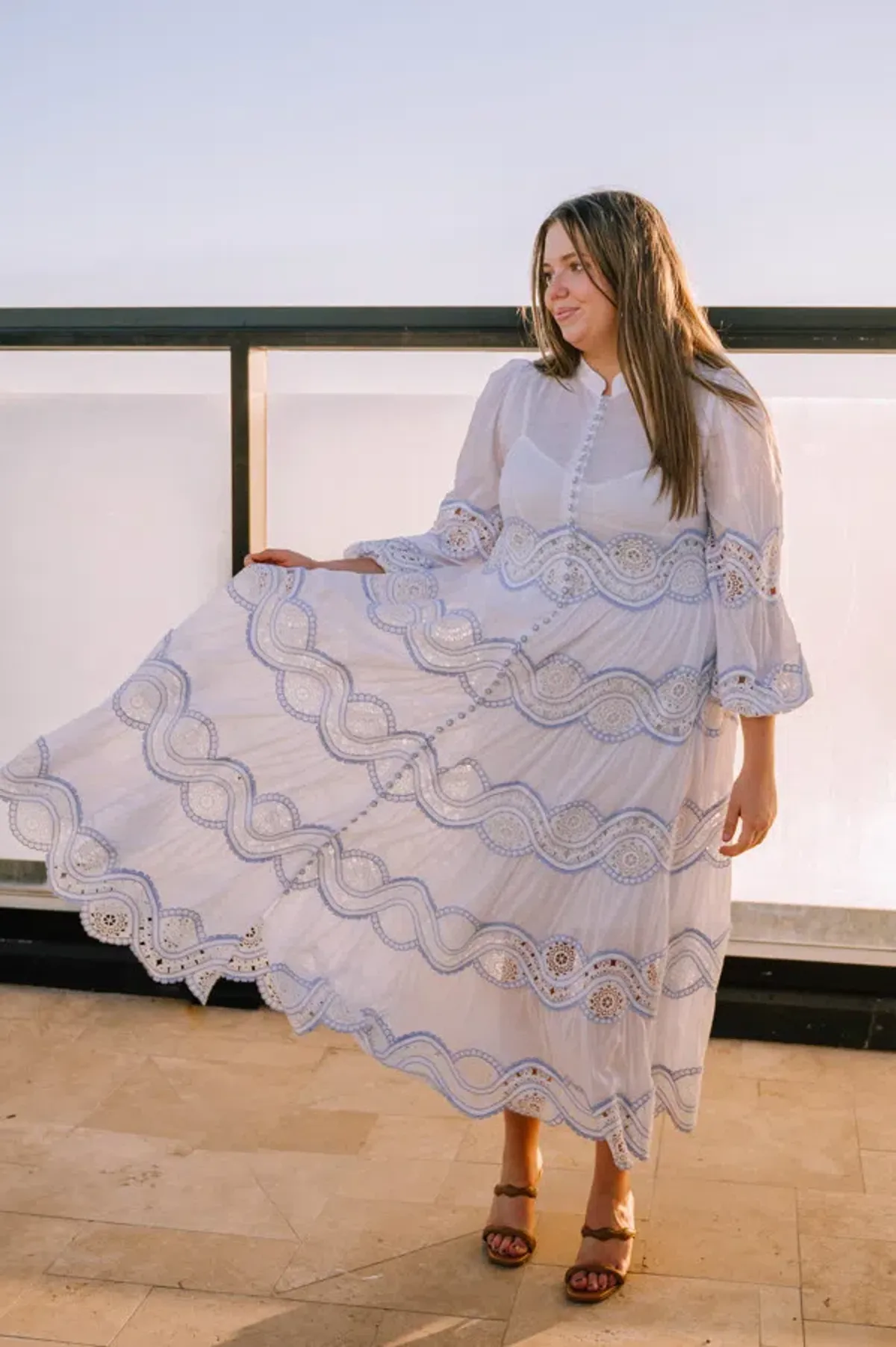 Zimmermann Cira Tiered Trimmed Dress White Size AU 16 - Image 1