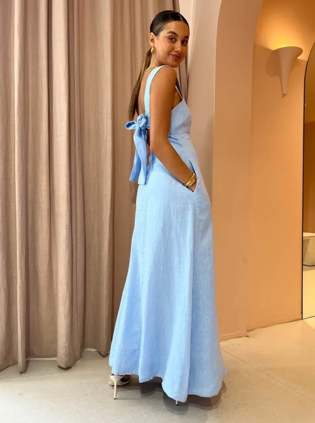 Roame Kaia Dress in Cornflower Blue Size 3/AU 12  for rent on The Volte - main image