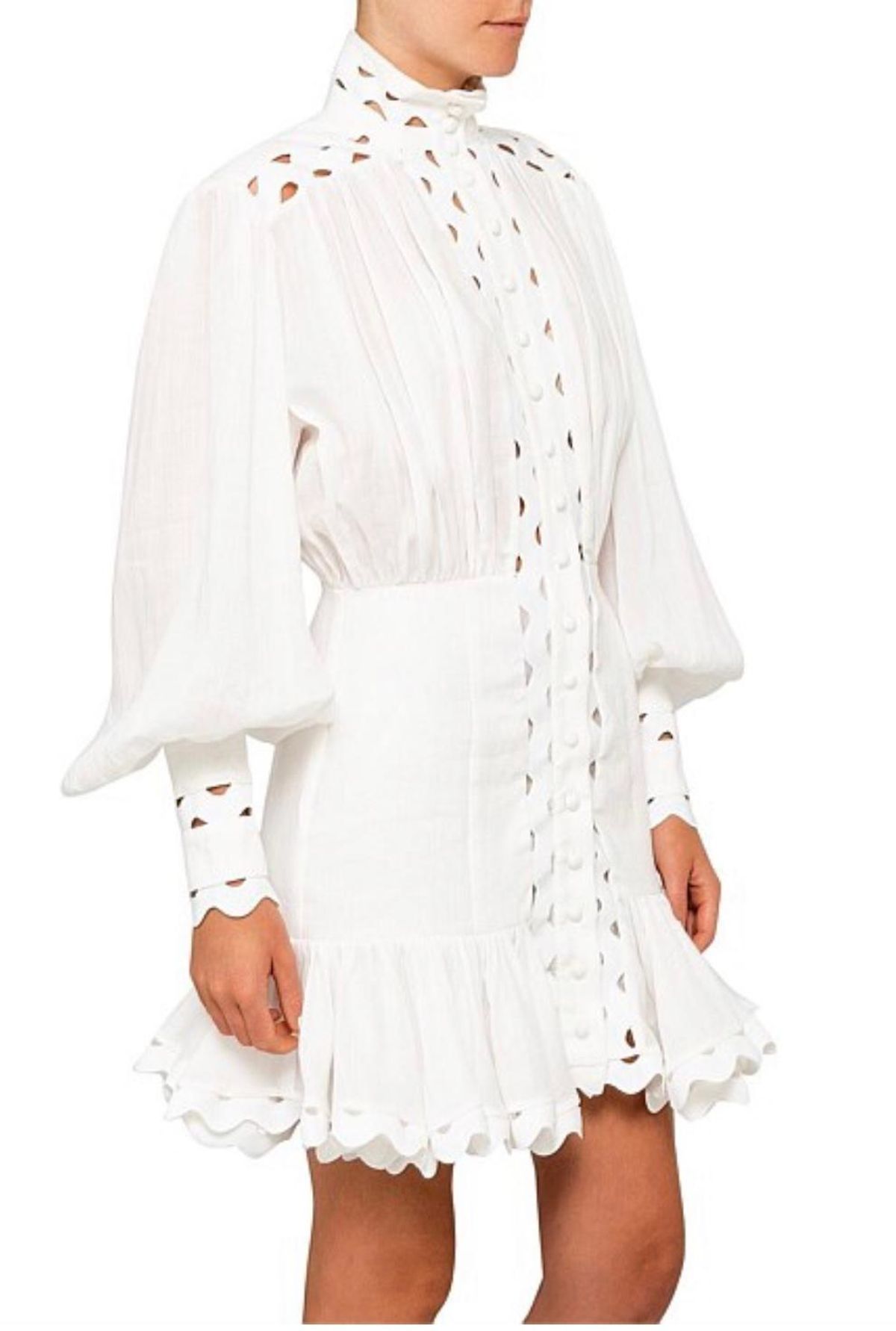 Zimmermann Ninety Six Wave Short Dress White Size 8 - Image 2