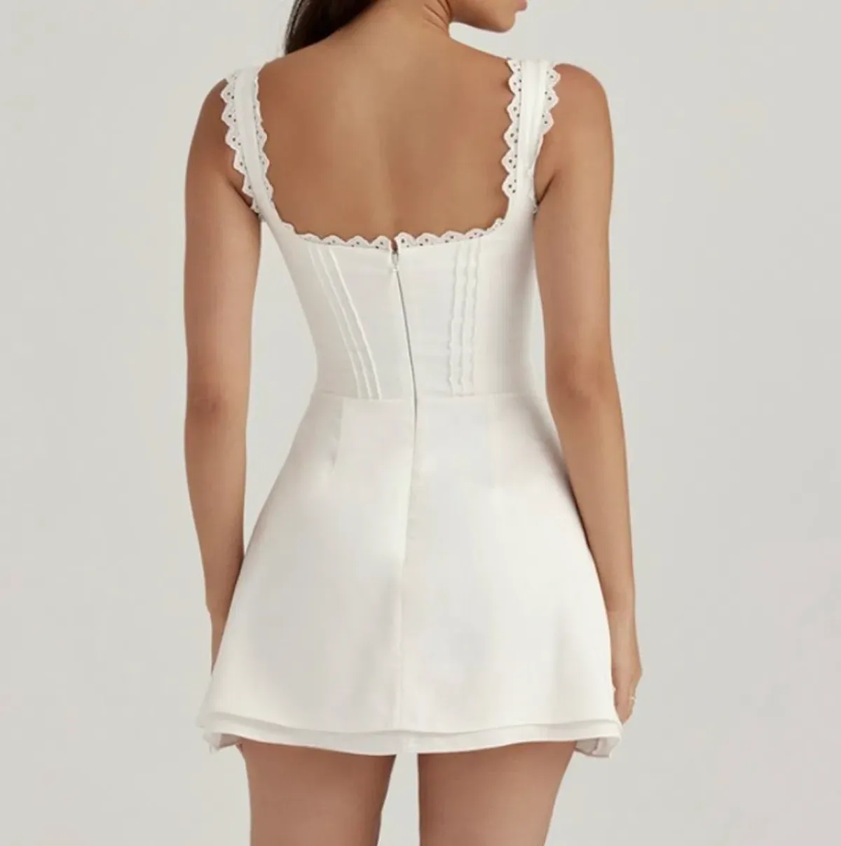 House of CB Tilly Pin Tuck Mini Dress White Size S / Au 8 - Image 3