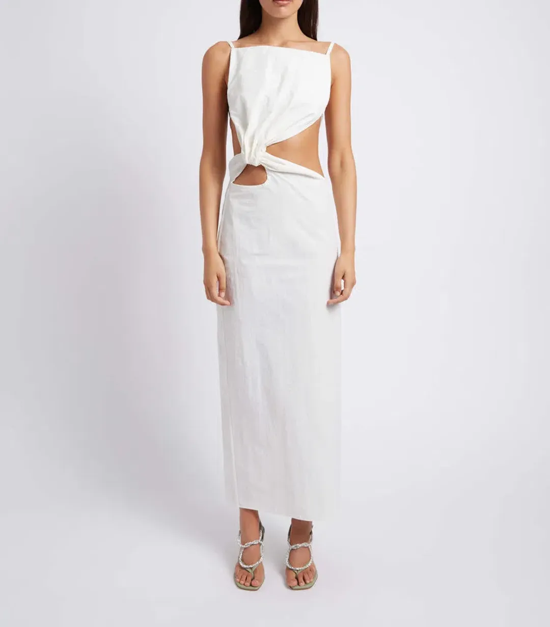 Christopher Esber Interlocked Ruched Dress White Size 8 / S for rent on The Volte - main image
