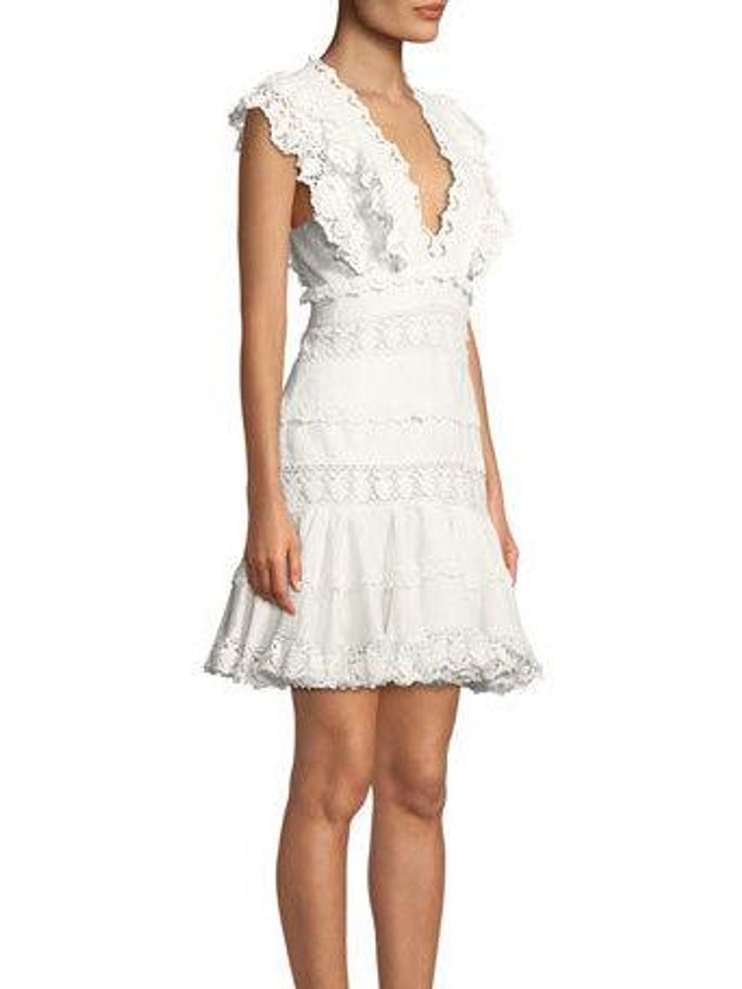 Zimmermann Wayfarer Paneled Flutter Mini Dress Ivory Size 8 for rent on The Volte - main image