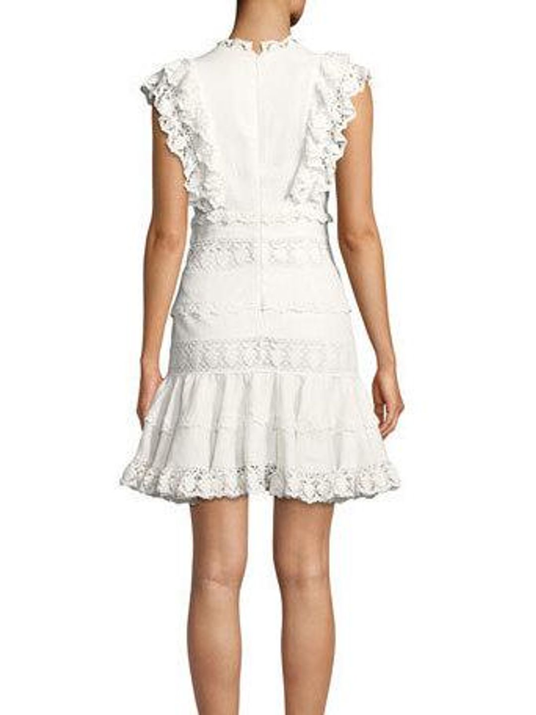 Zimmermann Wayfarer Paneled Flutter Mini Dress Ivory Size 8 for rent on The Volte - main image