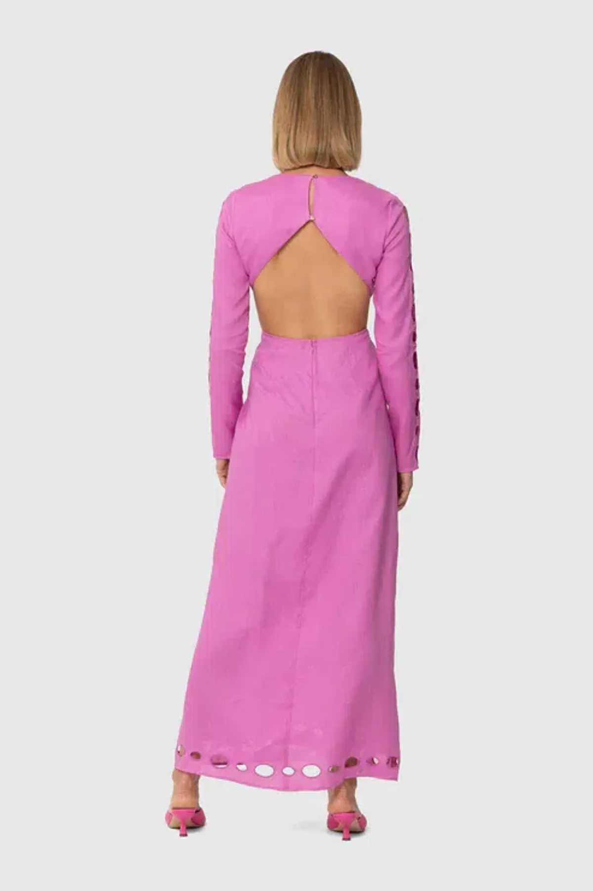 The Wolf Gang La Joya Cut Out Maxi Dress Pink Size M / AU 10 - Image 3