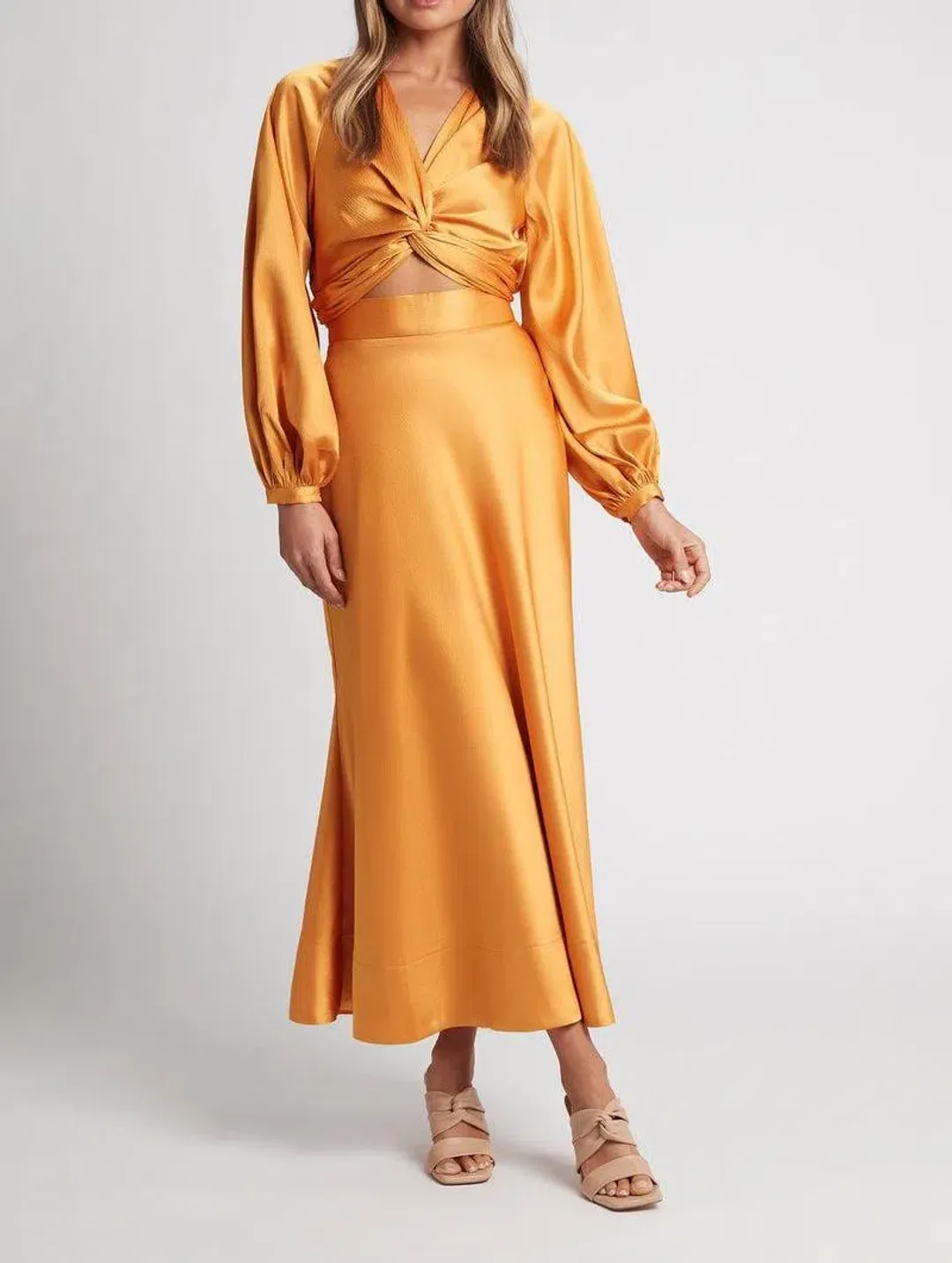 Sheike Nirvana Top and Skirt Set Yellow Gold Size 6 for rent on The Volte - main image
