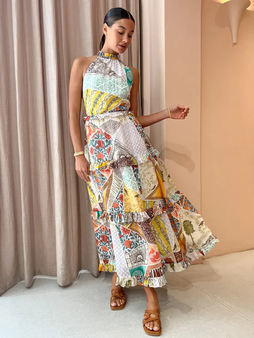 Kate Ford Zellejie Long Layered Dress in Multi Size 8 for rent on The Volte - main image