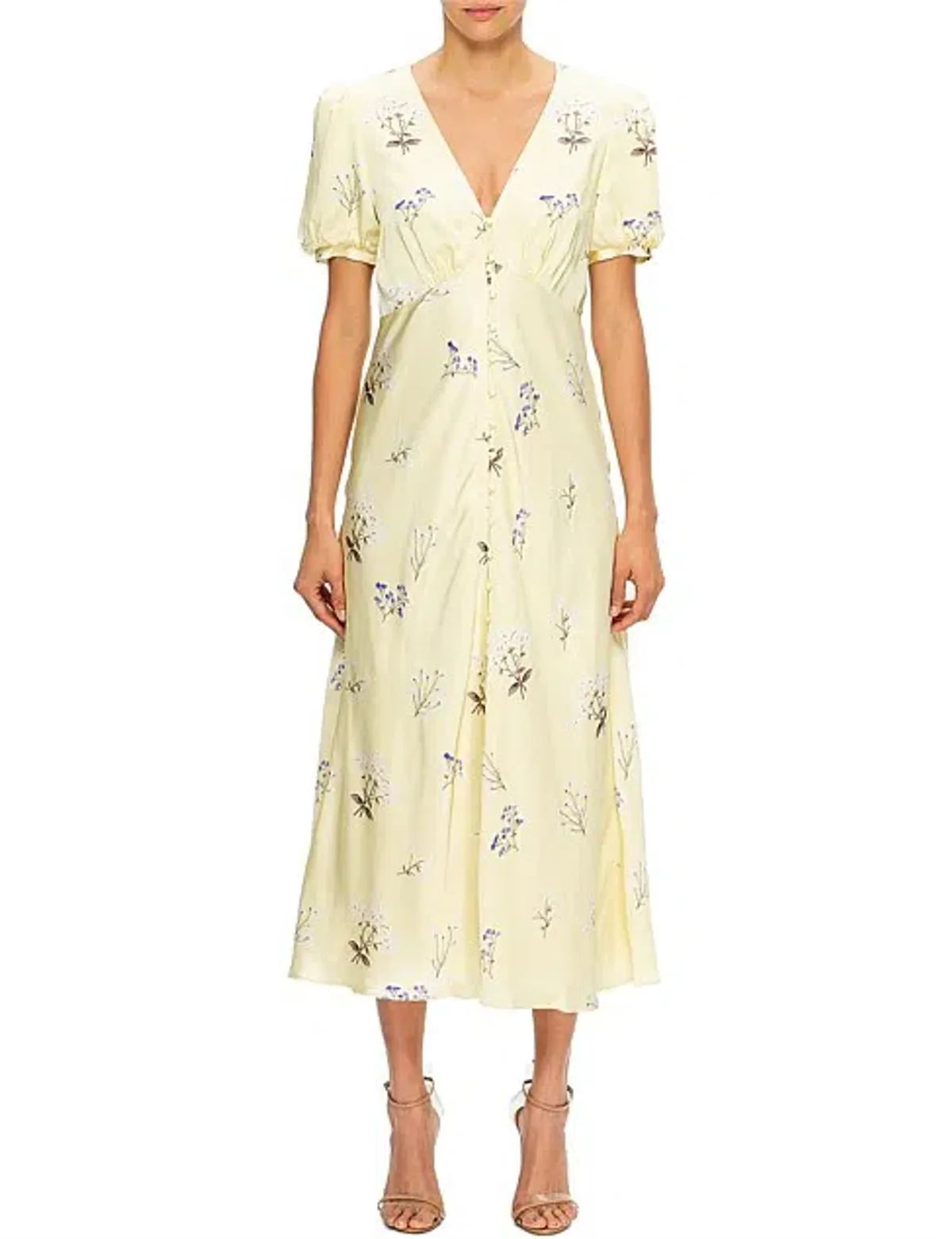 Self Portrait Yellow Vintage Floral Midi Dress Floral Size 10 - Image 1