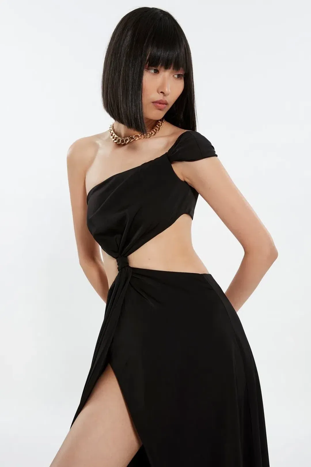 Solita Leila Split Dress Black Size 8  for rent on The Volte - main image