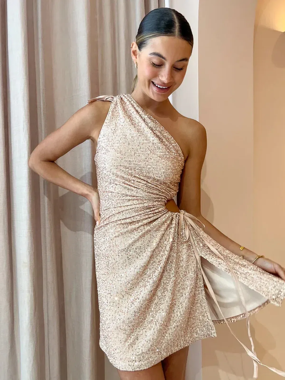 Sonya Moda Nour Mini Dress Gold Size AU 10 - Image 4