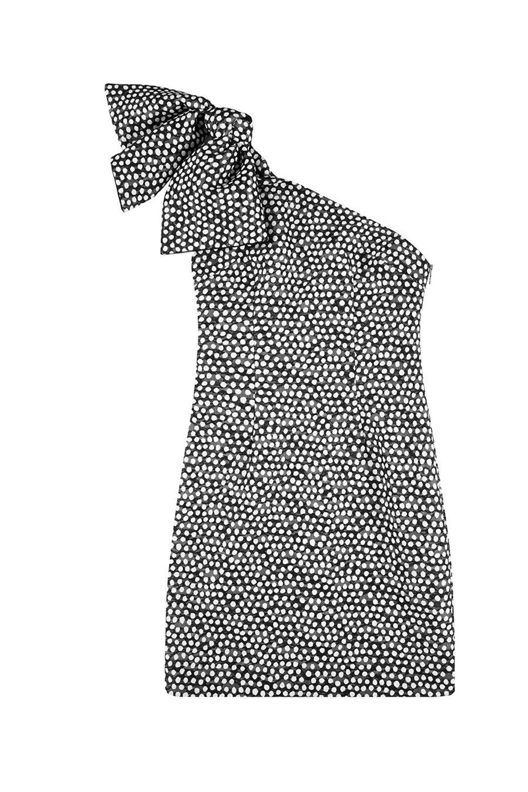 By Johnny Spotty Dotty One Shoulder Mini Dress Print Size 8 for rent on The Volte - main image