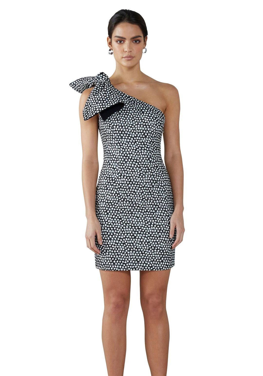 By Johnny Spotty Dotty One Shoulder Mini Dress Print Size 8 for rent on The Volte - main image
