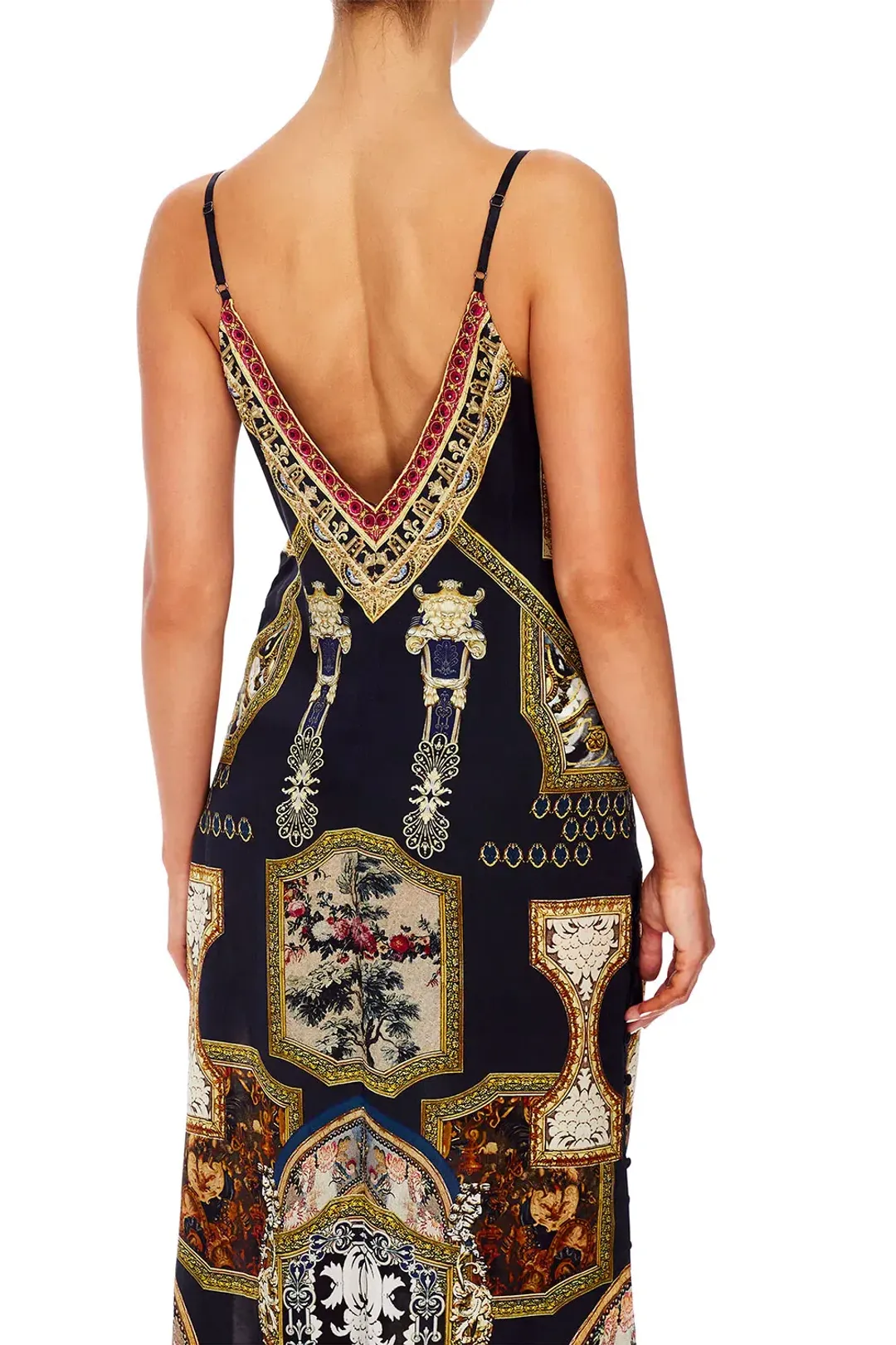 Camilla Midnight Meeting Long Godet Maxi Slip Dress Size 8  for rent on The Volte - main image