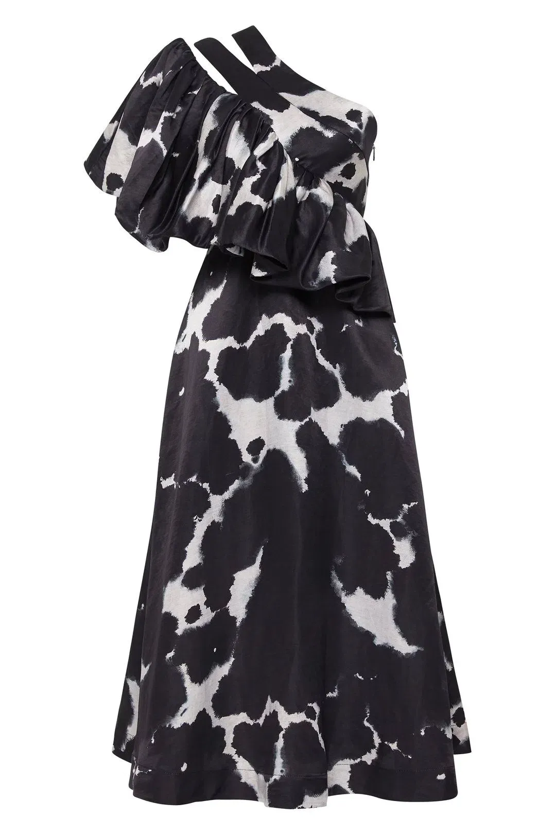 Aje Oxidised One Shoulder Gown Print Size 8  for rent on The Volte - main image