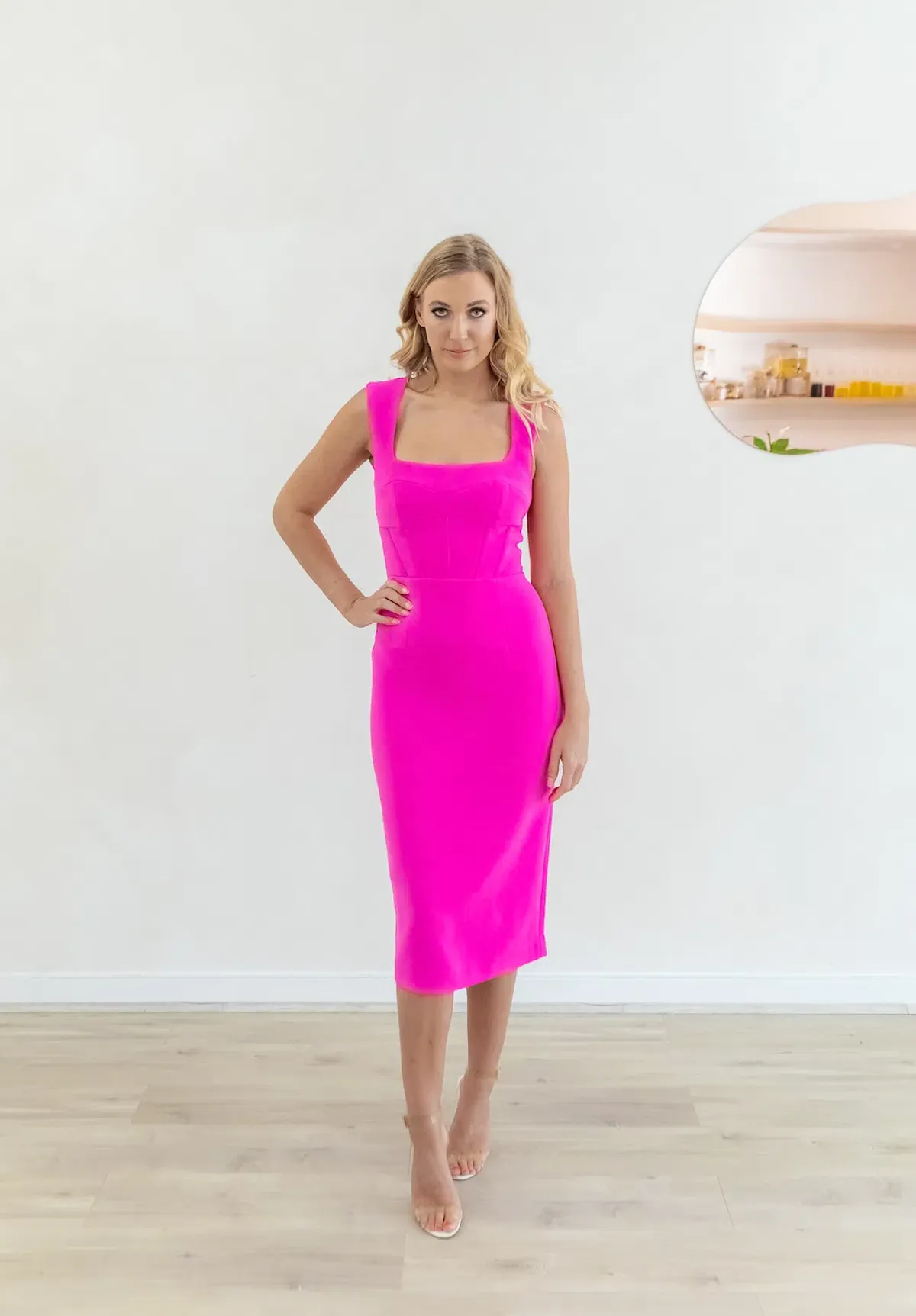 Rebecca Vallance Rosanna Midi Dress Pink Size 8 - Image 1