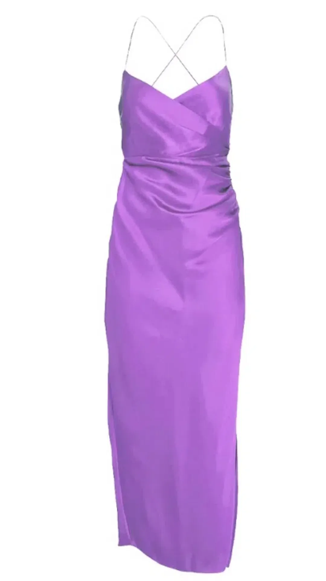 The Sei Strappy Gathered Silk Dress Lilac Size 6  for rent on The Volte - main image