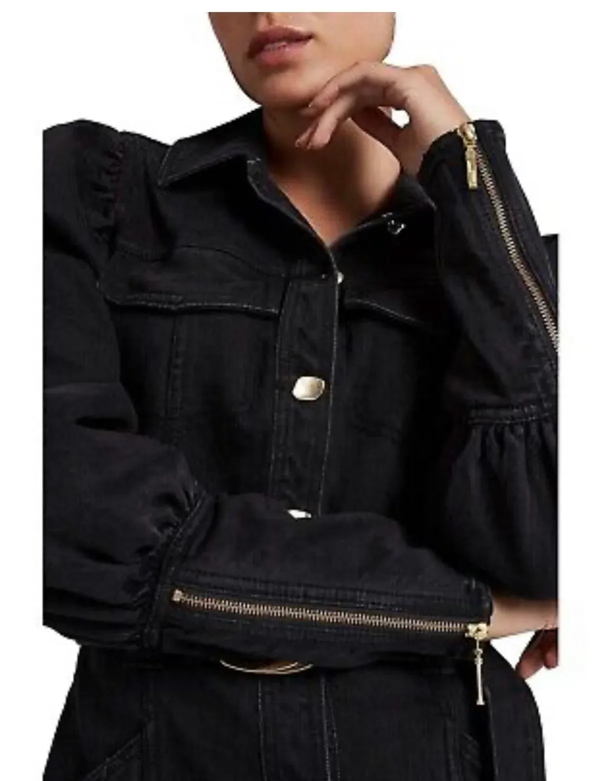 Aje Dione Denim Long Sleeve Mini Dress Black Size 12 - Image 5