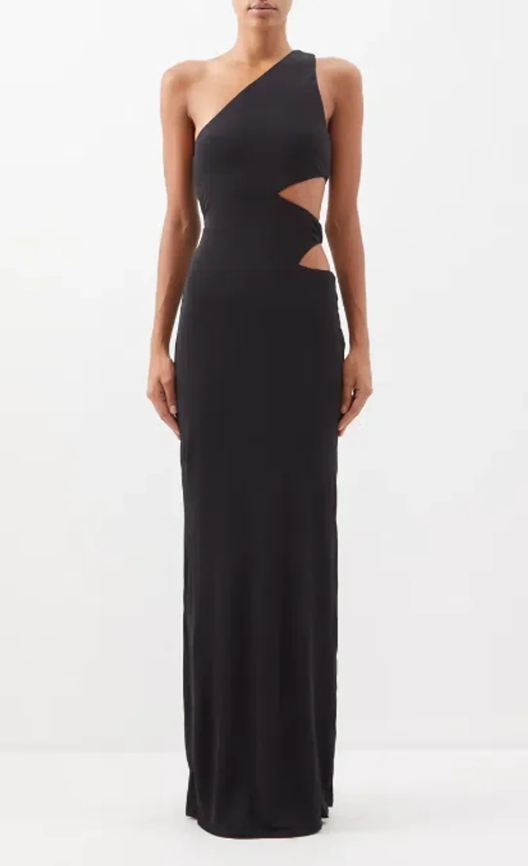 Staud Letta One-Shoulder cut-out dress black Size 10 for rent on The Volte - main image
