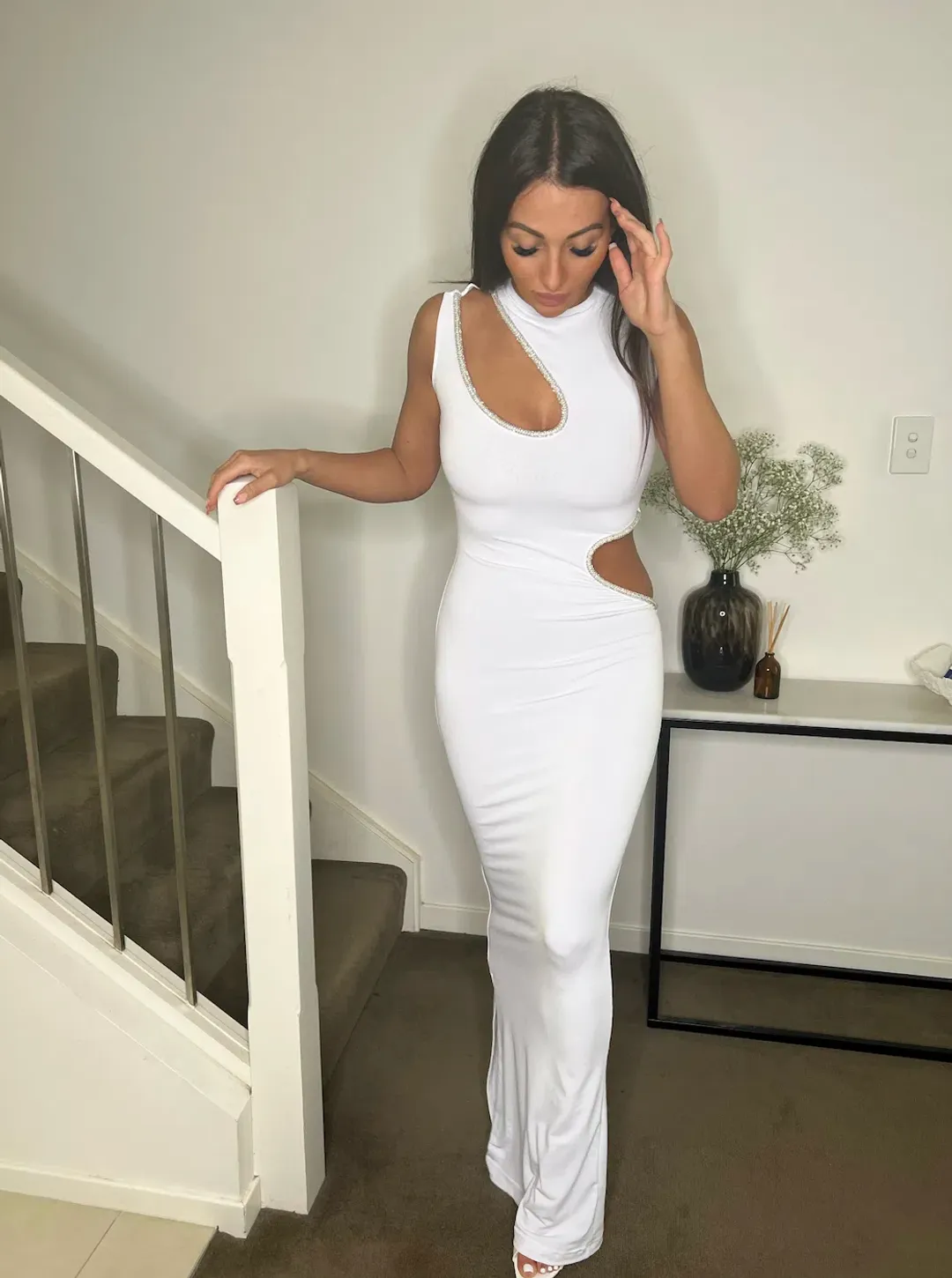 Ivona Skelo Vivia Dress White  Size 6/XS for rent on The Volte - main image