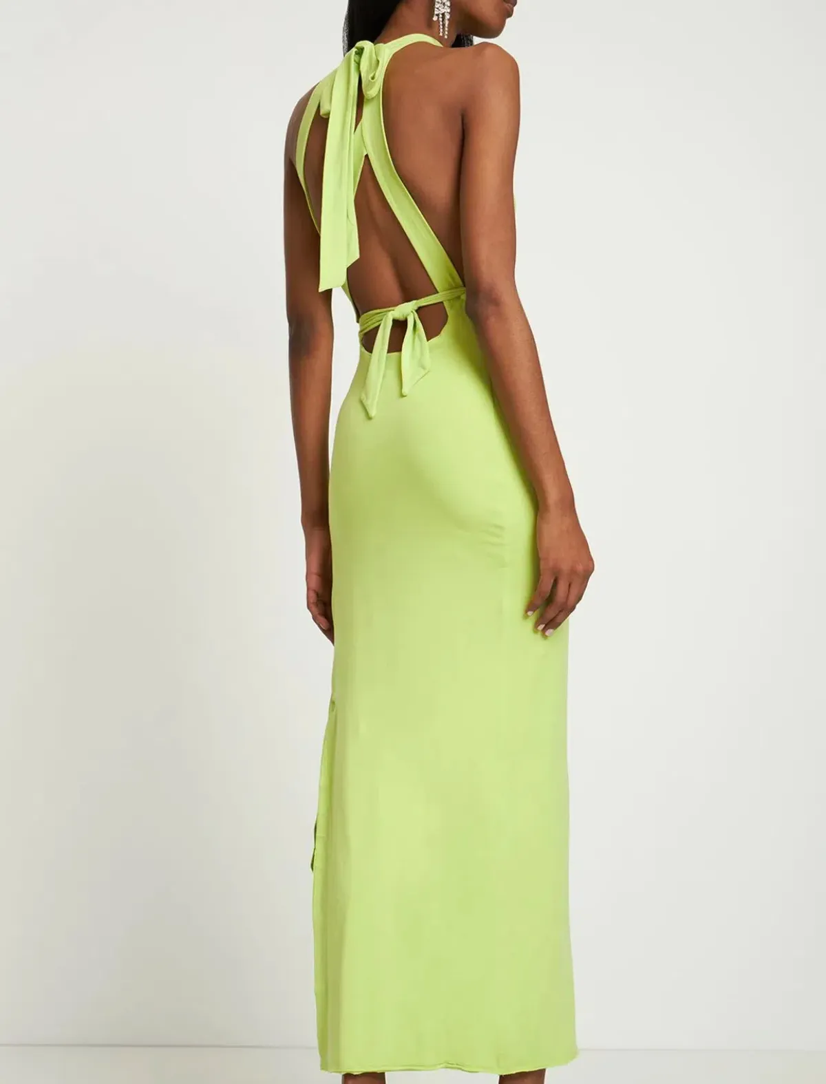 Rotate By Birger Christensen Merle Organic Cutout Dress Chartreuse Size 8 - Image 2