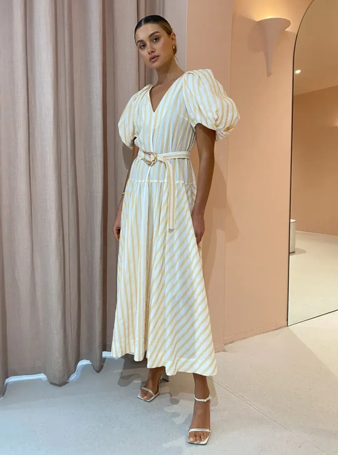 Acler Warner Dress Mango Stripe Size 8 for rent on The Volte - main image