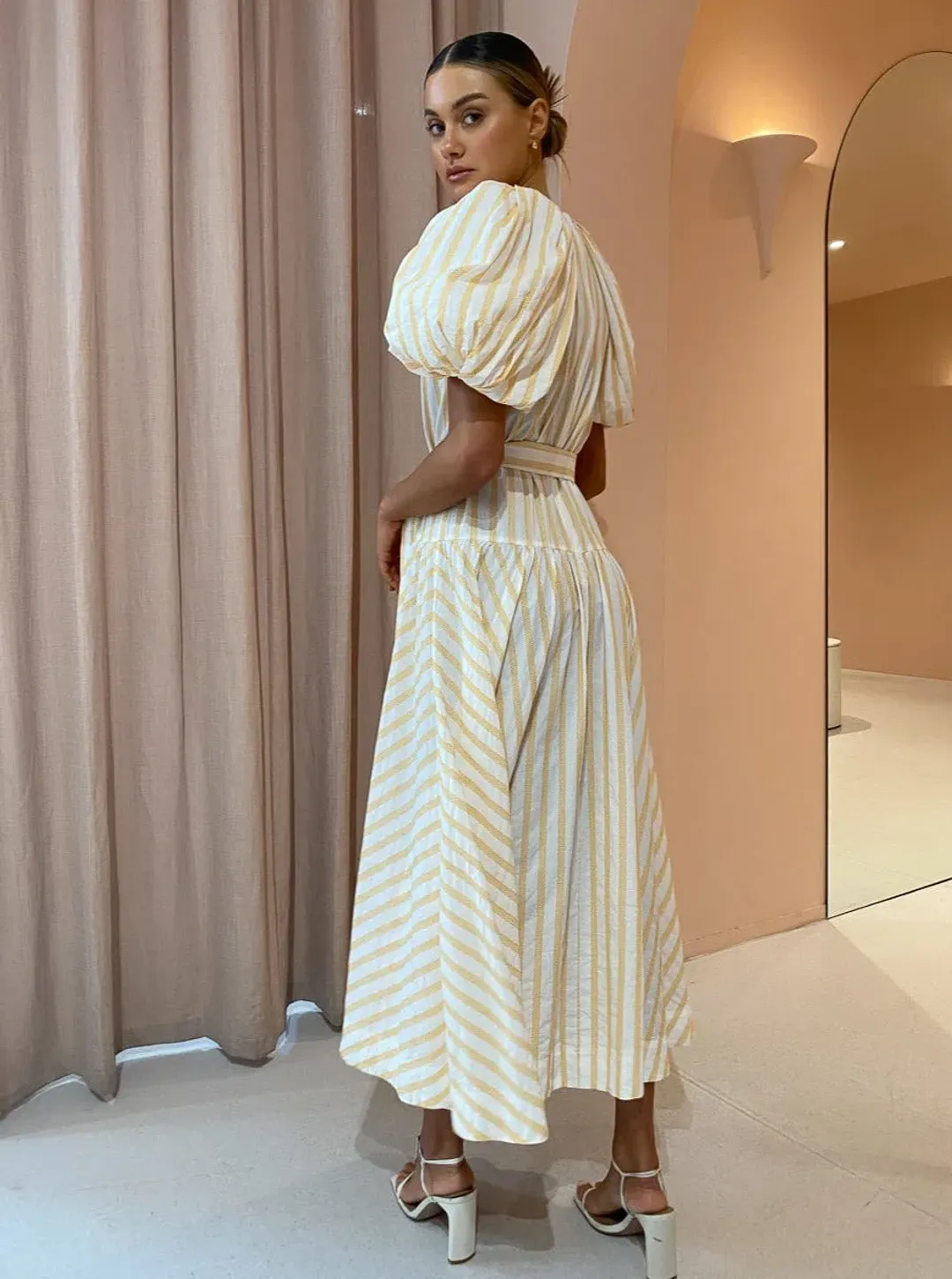 Acler Warner Dress Mango Stripe Size 8 for rent on The Volte - main image