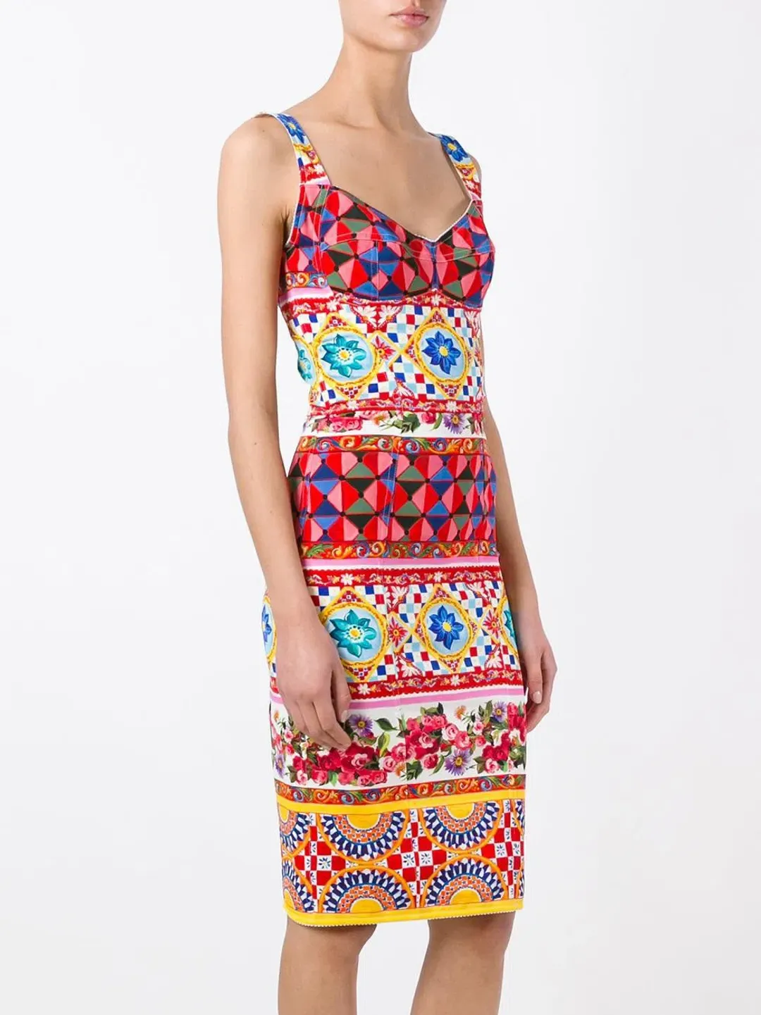 Dolce & Gabbana Mambo Print Fitted Dress Print Size 10 for rent on The Volte - main image