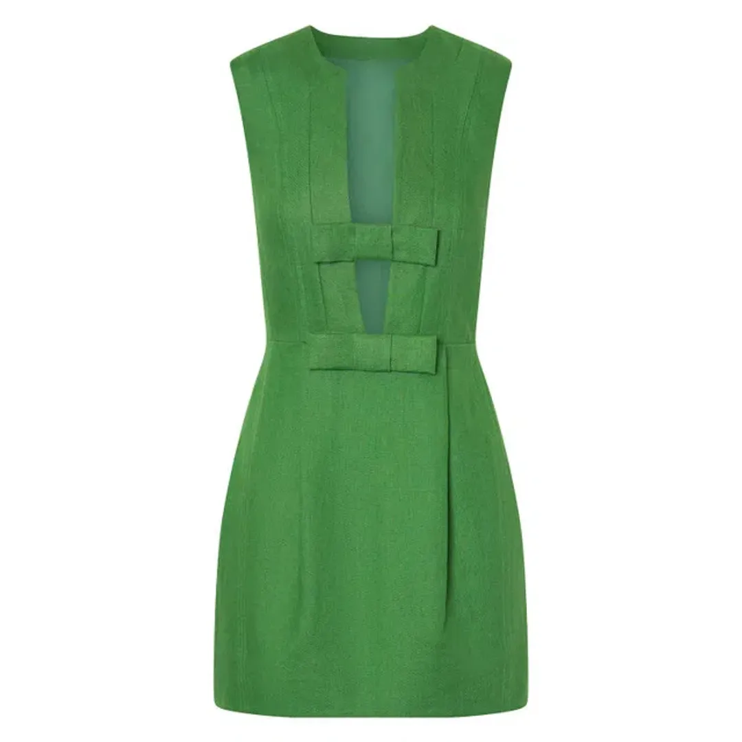 Oroton Bow Short Dress in Garden Garden Size 12 for rent on The Volte - main image