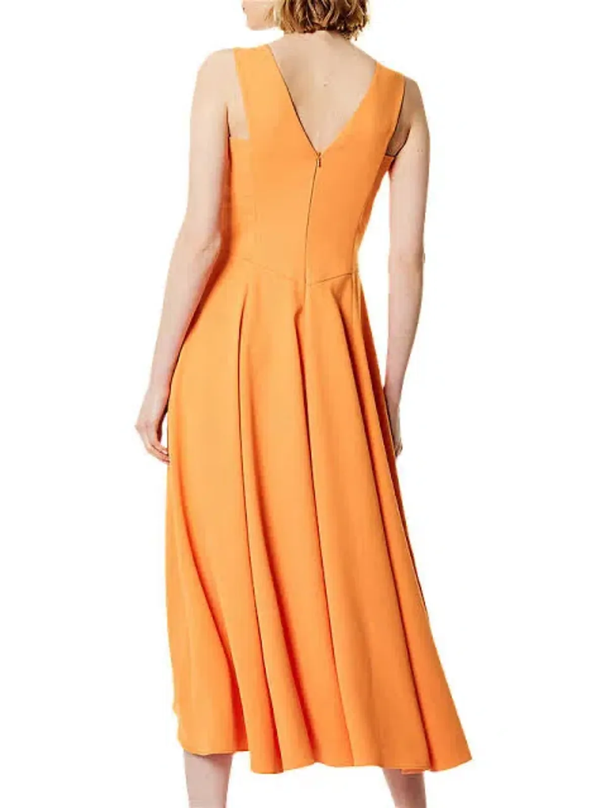 Karen Millen Flared Midi Dress Orange Size 10 - Image 2