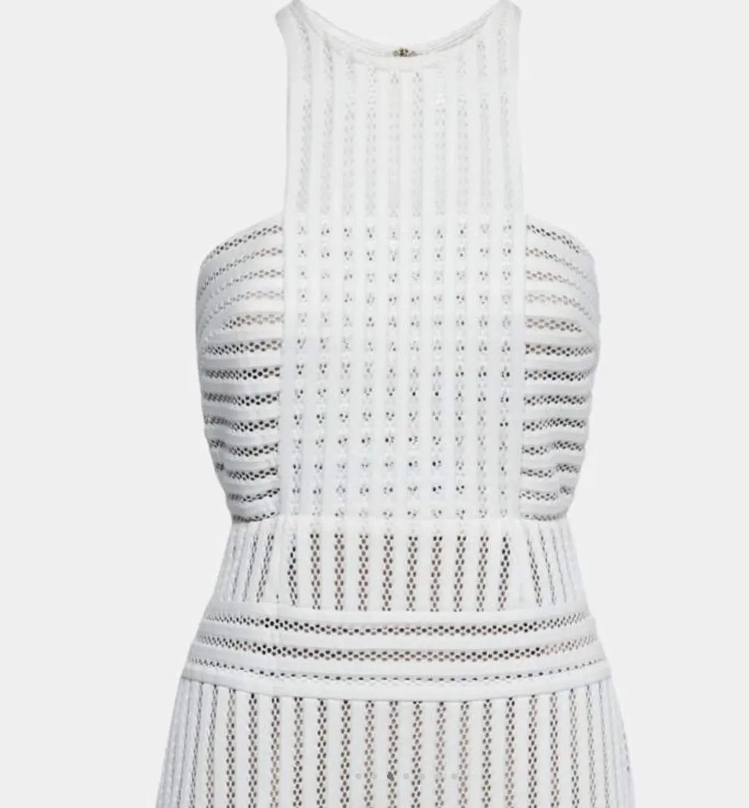 Self Portrait Striped Mesh Column Dress White Size 8 for rent on The Volte - main image