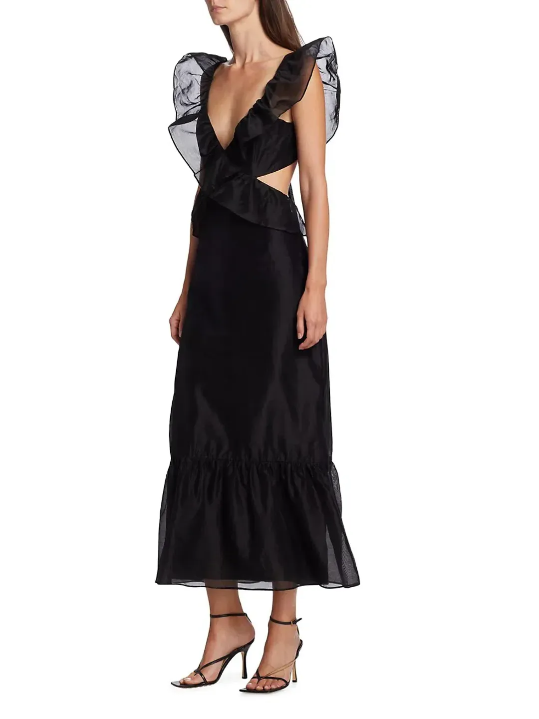 Sir the Label Franc Frill Midi Dress Black Size 0/AU 6 for rent on The Volte - main image