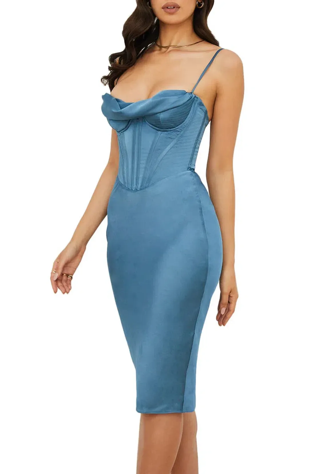 House of CB Myrna Corset Midi Dress Aegean Blue Size XS / Au 6 for rent on The Volte - main image