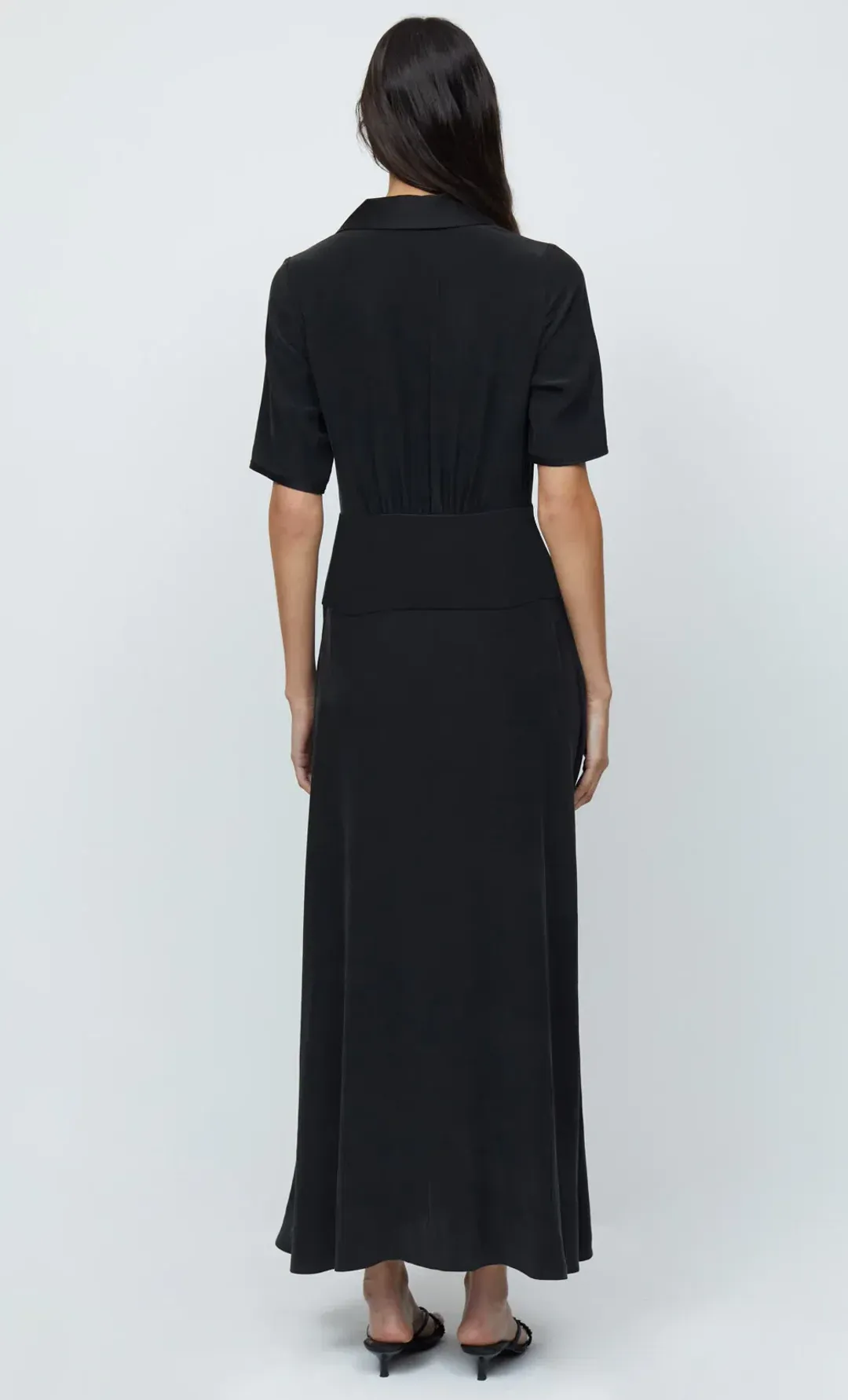 Bec & Bridge Helena Silk Short Sleeve Maxi Dress Black Size 10 for rent on The Volte - main image