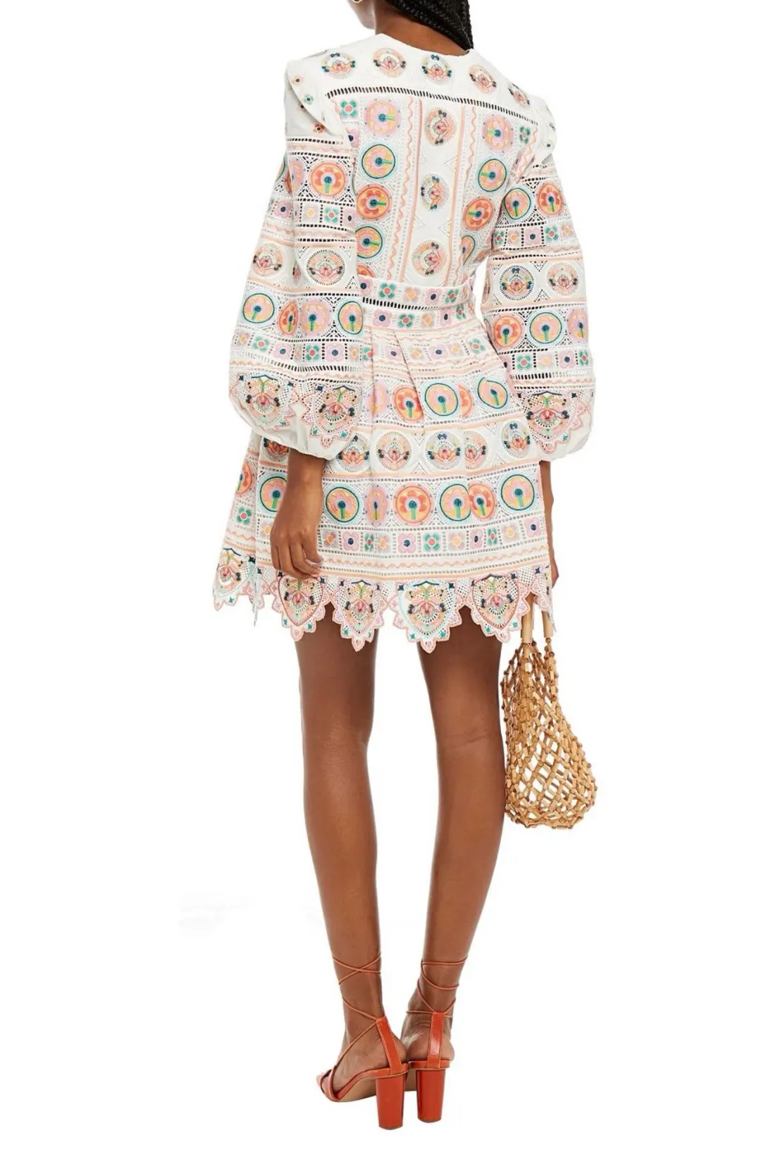 Zimmerman Embroidered Broderie Anglaise Cotton Mini Dress Print Size 8 for rent on The Volte - main image