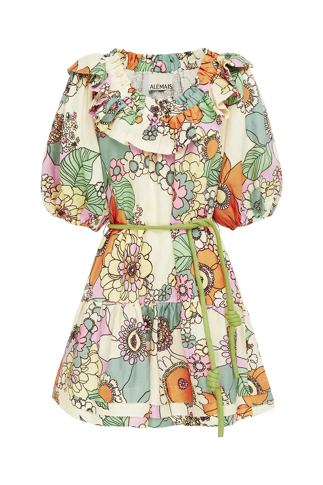 Alemais Exclusive Farah Ruffle Mini Dress Floral Size 6 for rent on The Volte - main image
