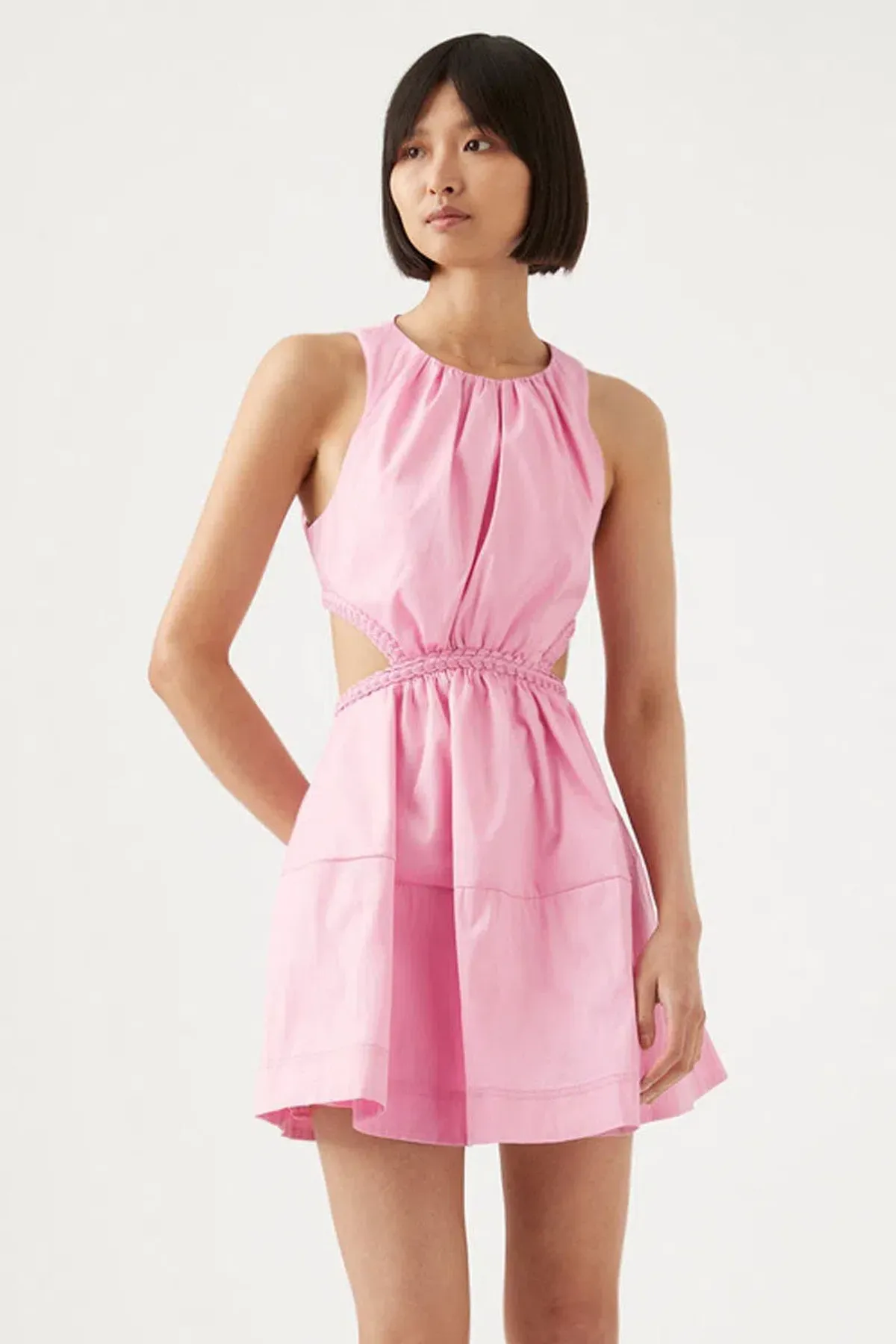 Aje Voyage Braided Cut Out Mini Dress Pink Size 6 - Image 2