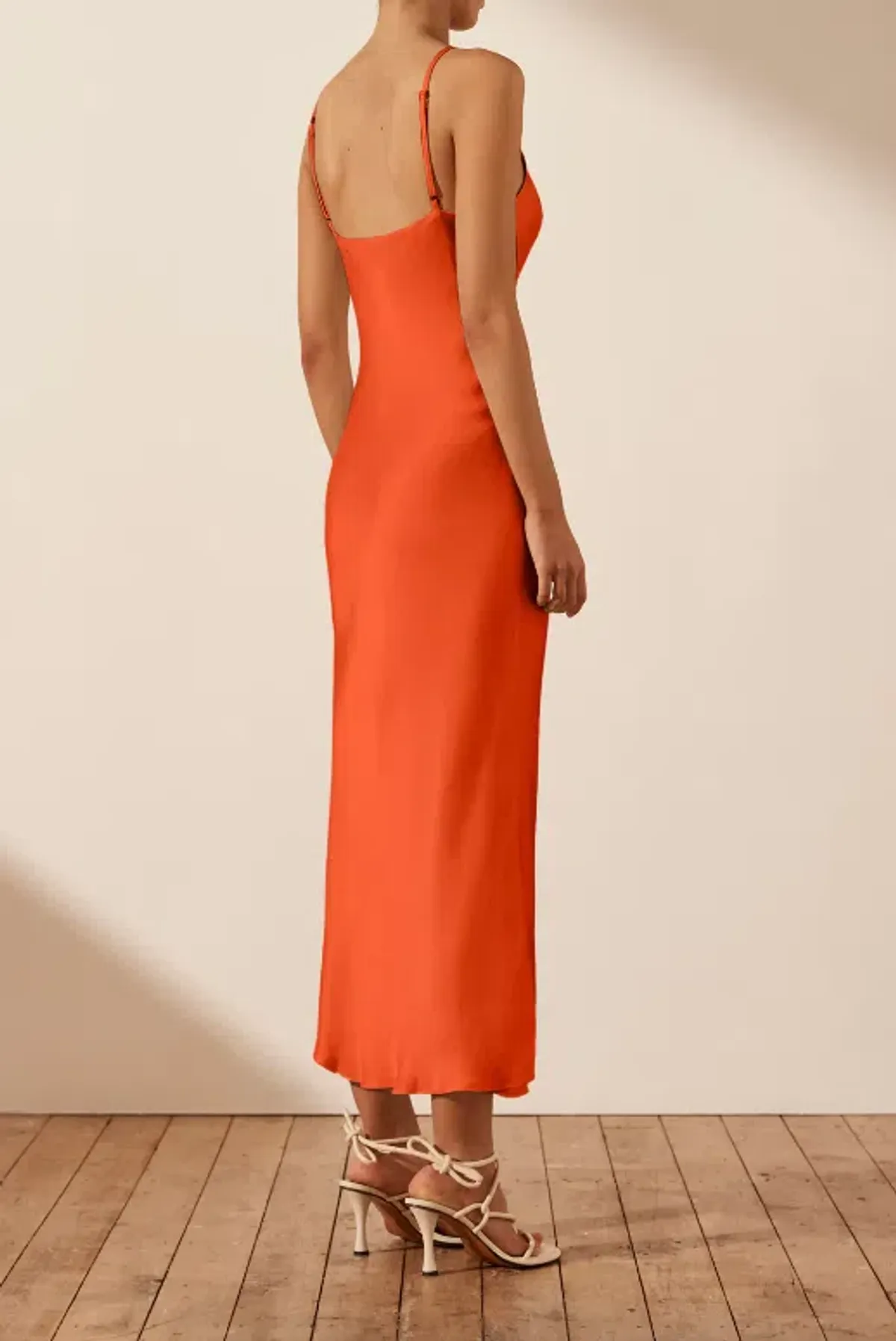 Shona Joy Milo Cut Out Slit Midi Dress - Hibiscus Red/ Orange Size AU 12 - Image 4