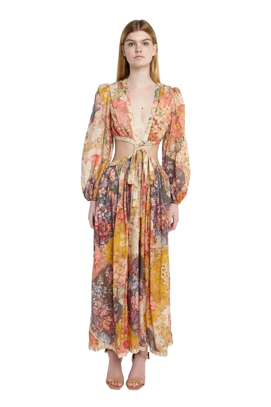 Zimmermann Pattie Patchwork Long Dress Patch Floral Size 1 /Au 10  for rent on The Volte - main image