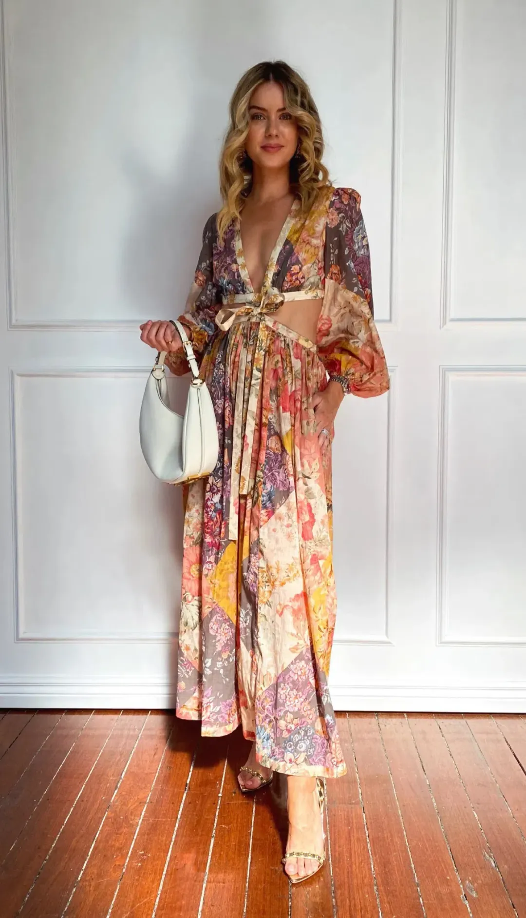 Zimmermann Pattie Patchwork Long Dress Patch Floral Size 1 /Au 10  for rent on The Volte - main image