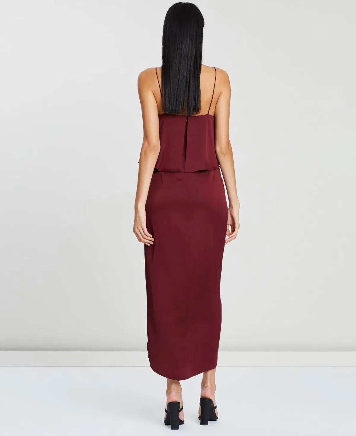 Shona Joy Luxe Cocktail Frill Dress Burgundy Size 10  - Image 2