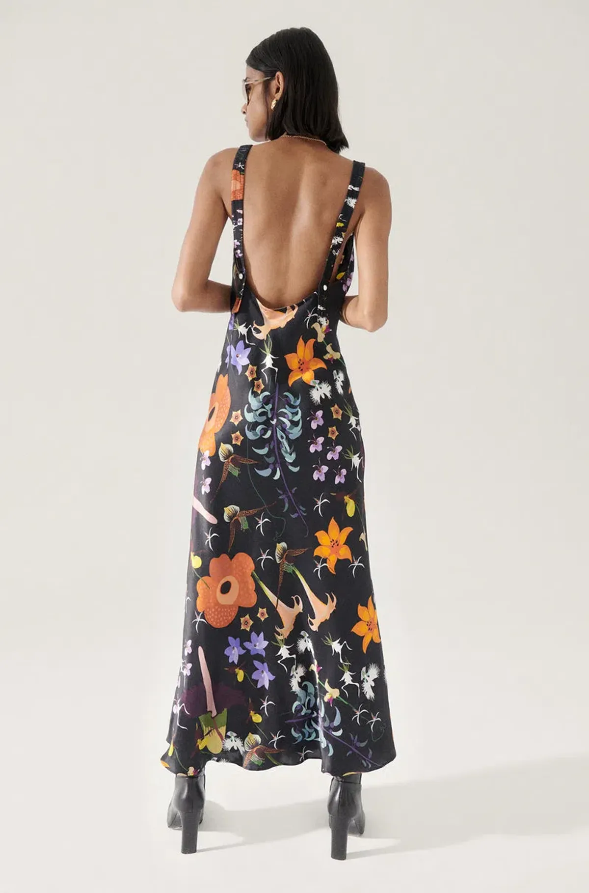 Silk Laundry Deco Ruched Dress Black Lost Flowers Size Medium/Au 8  - Image 2