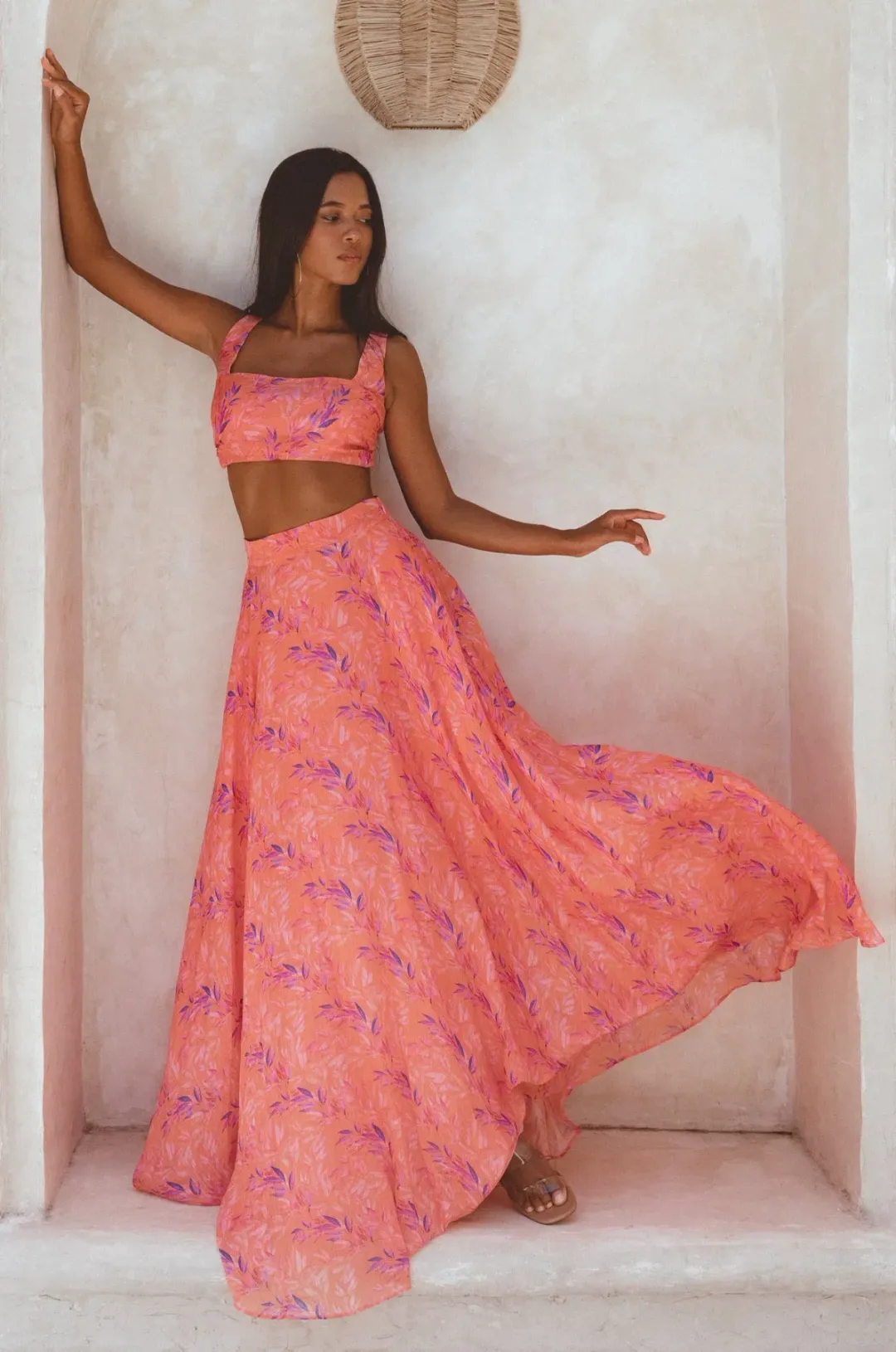 Sonya Moda Serena Skirt and Top Set Peach Watercolour Size AU 10 for rent on The Volte - main image