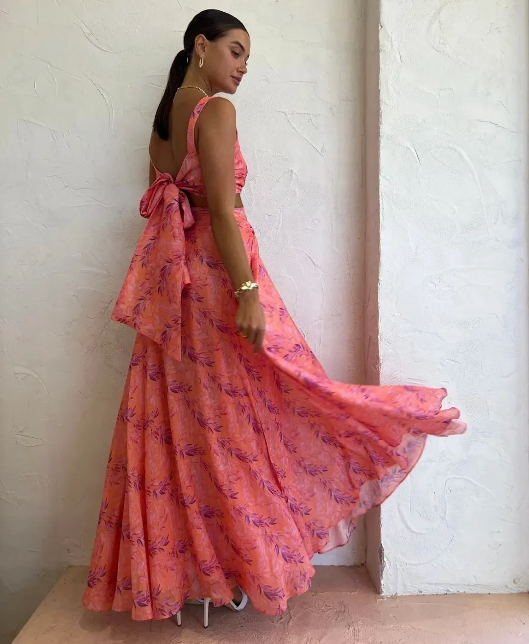 Sonya Moda Serena Skirt and Top Set Peach Watercolour Size AU 10 for rent on The Volte - main image