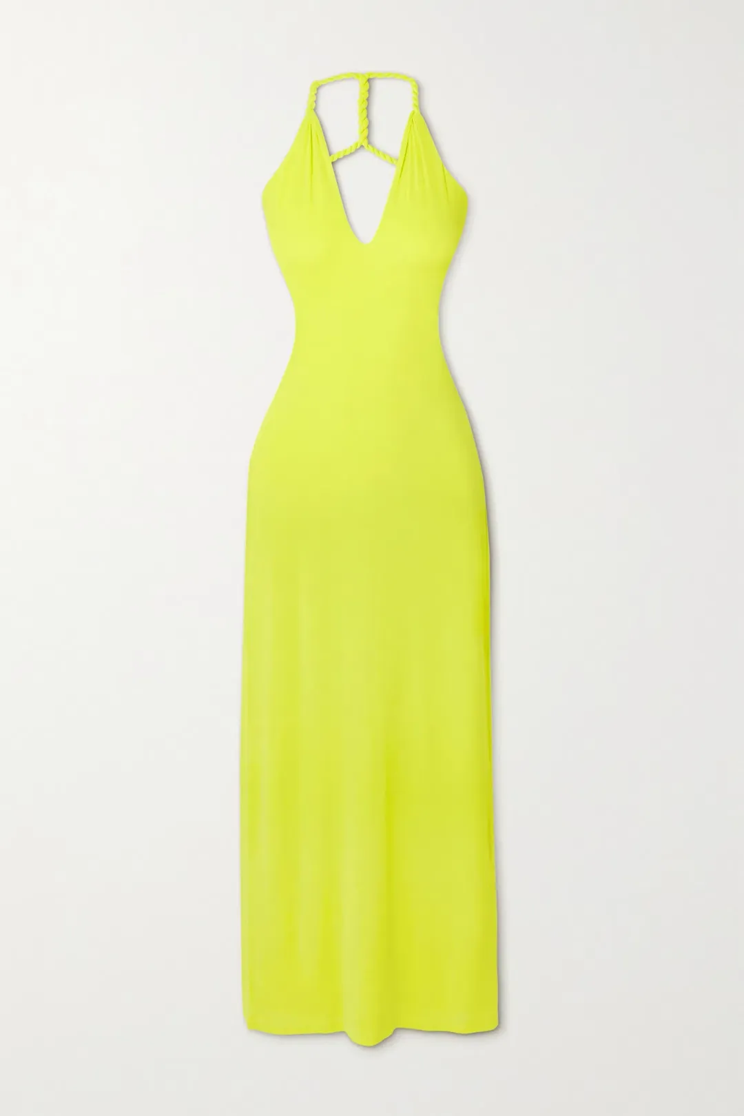 Dion Lee V-neck Rope Dress Acid Yellow Size 6 for rent on The Volte - main image