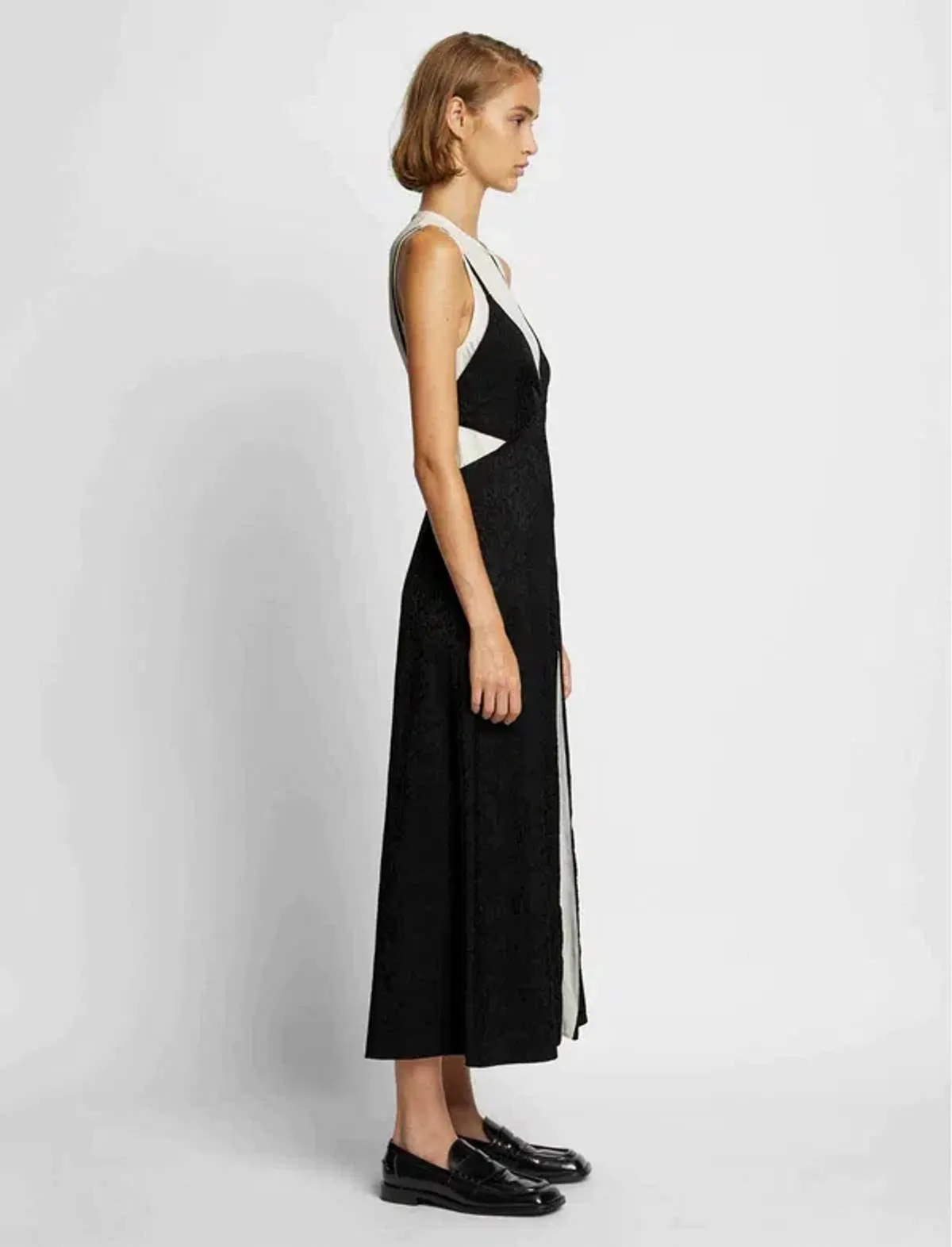 Proenza Schouler White Label Jacquard Layered Dress Black/White Size 8 - Image 4