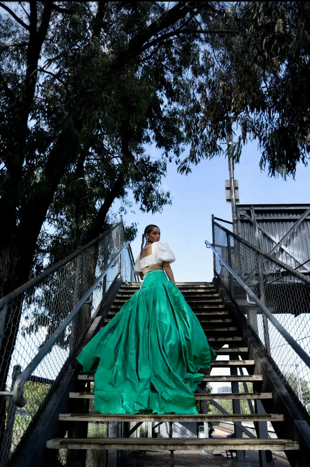 Christopher John Rogers Silk Taffeta Maxi Skirt Green Size 8 for rent on The Volte - main image