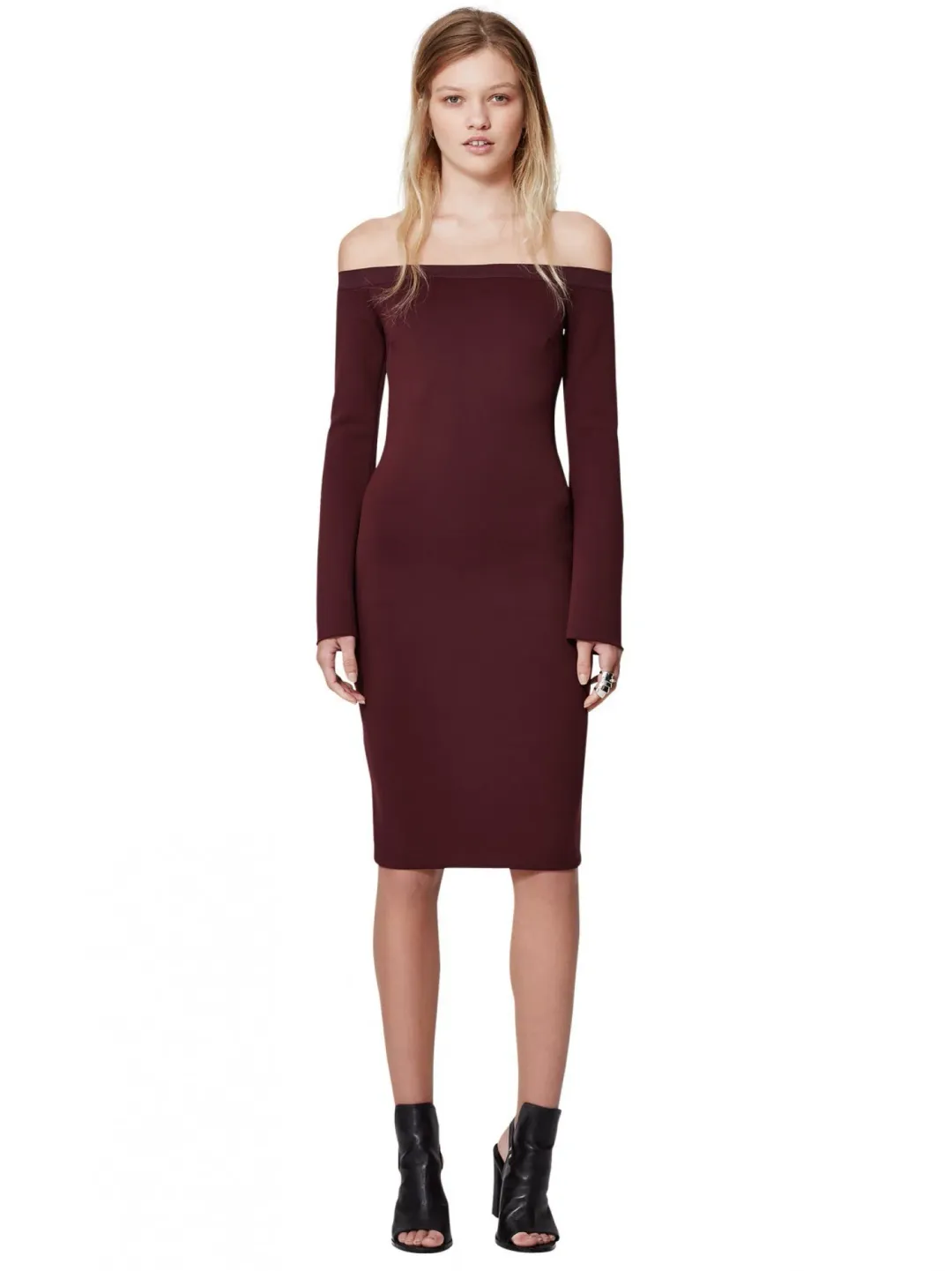 Bec & Bridge Banditti Off Shoulder Dress Claret Size AU 6 for rent on The Volte - main image