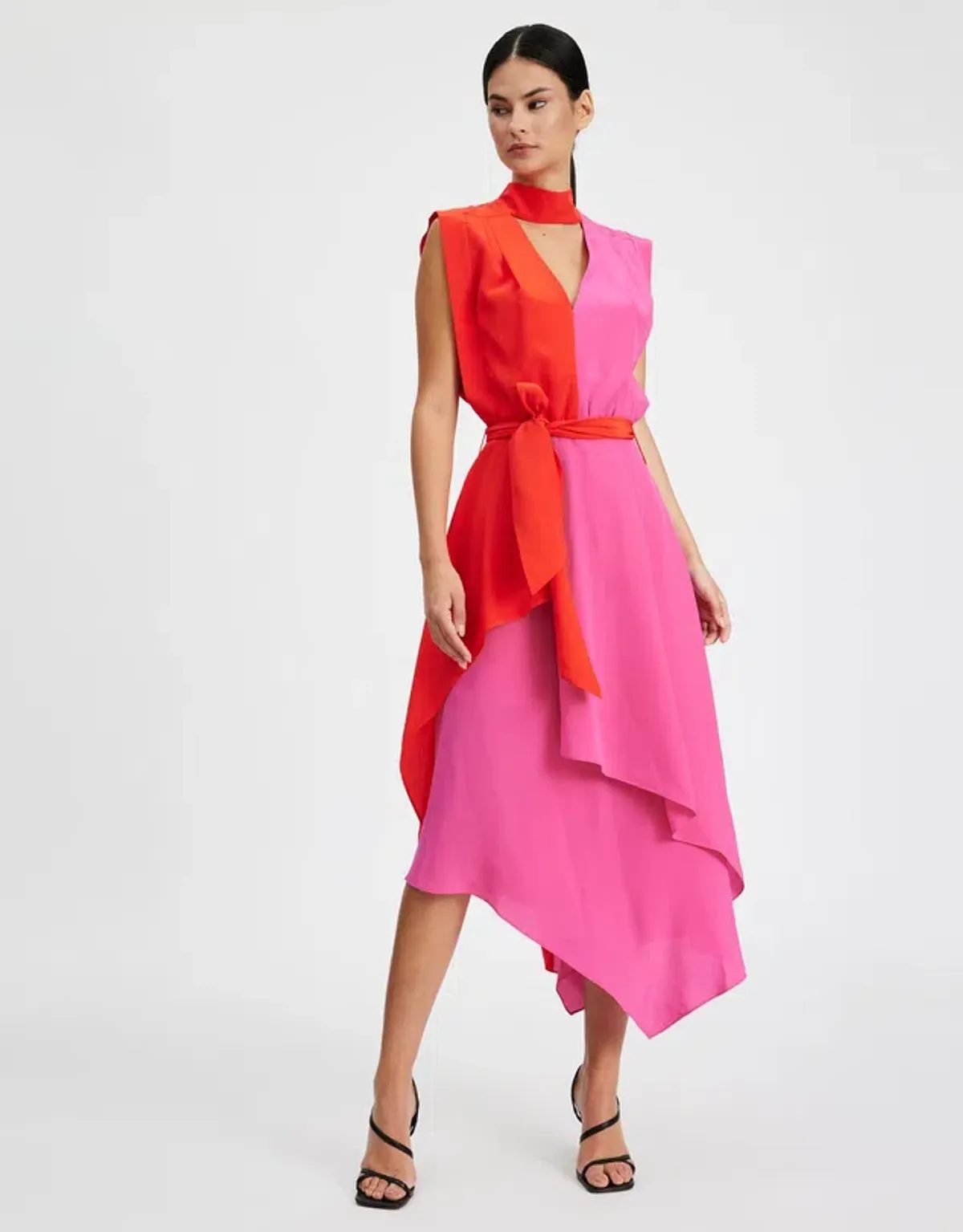 Sass & Bide Love Bird Midi Dress Pink and Red Size 10 - Image 2