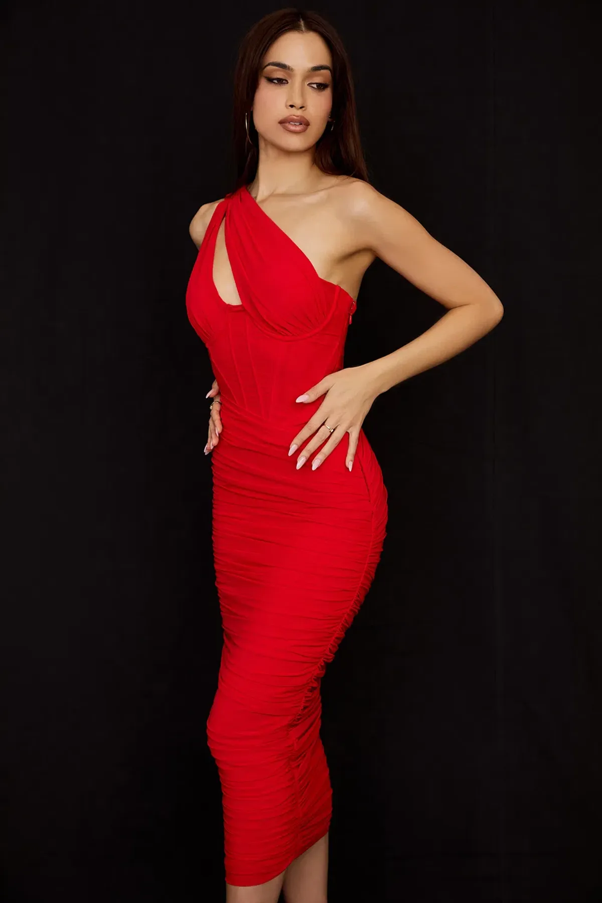 House of CB Valentina Midi Dress Red Size 6 - Image 2