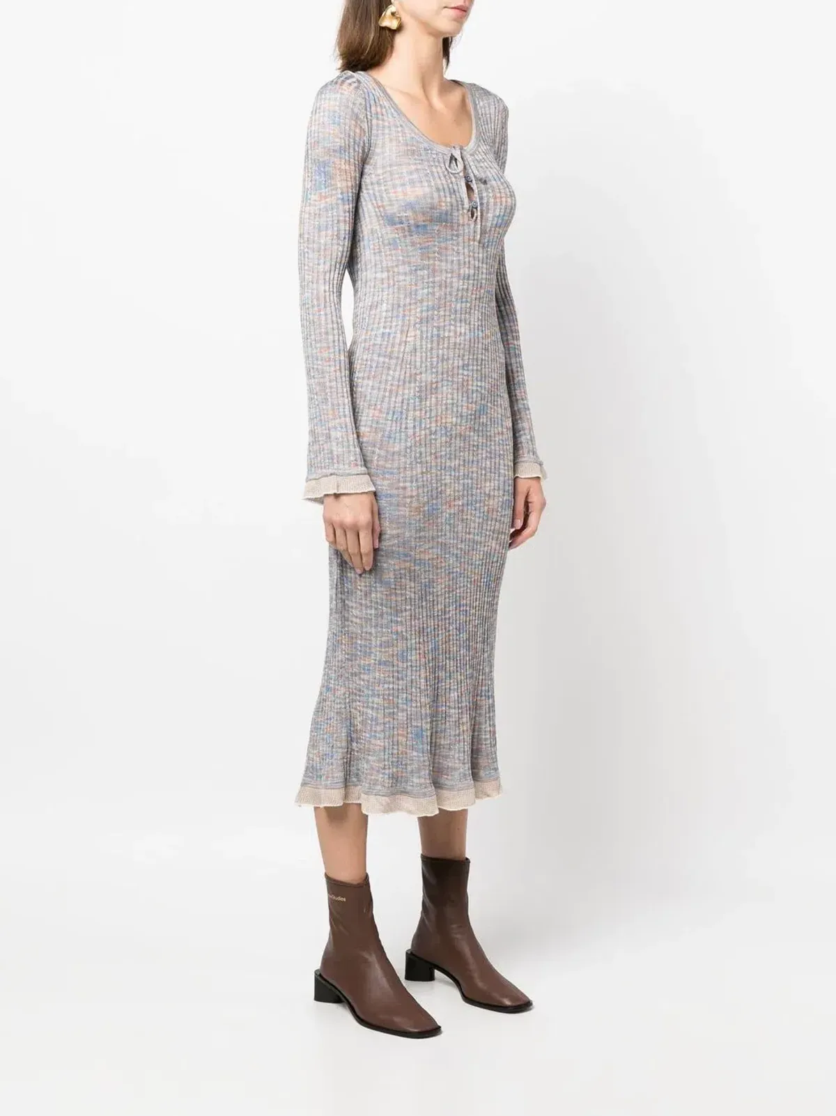 Acne Studios Kadley Cable Knit Midi Dress Grey Size XS / AU 6 - Image 4