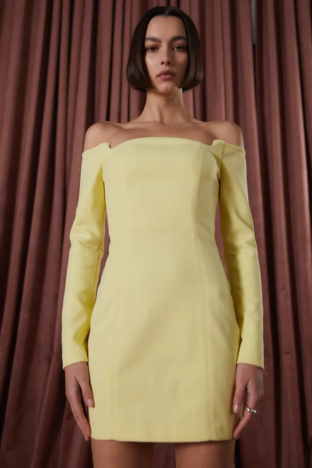 Misha Bonita Bonded Crepe Mini Yellow Size 8 for rent on The Volte - main image